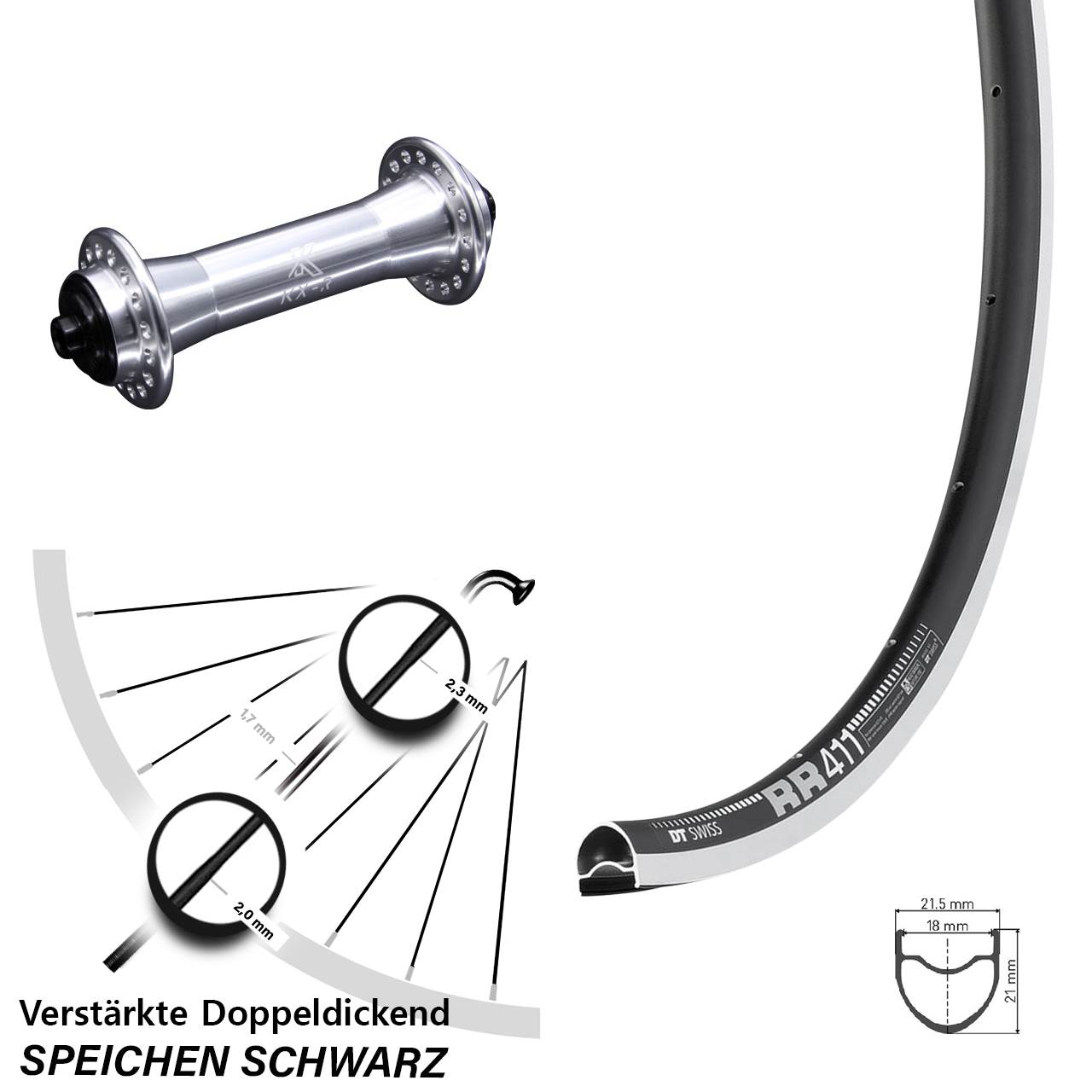 Vorderrad 28 Zoll DT Swiss RR 411 KX-R QR