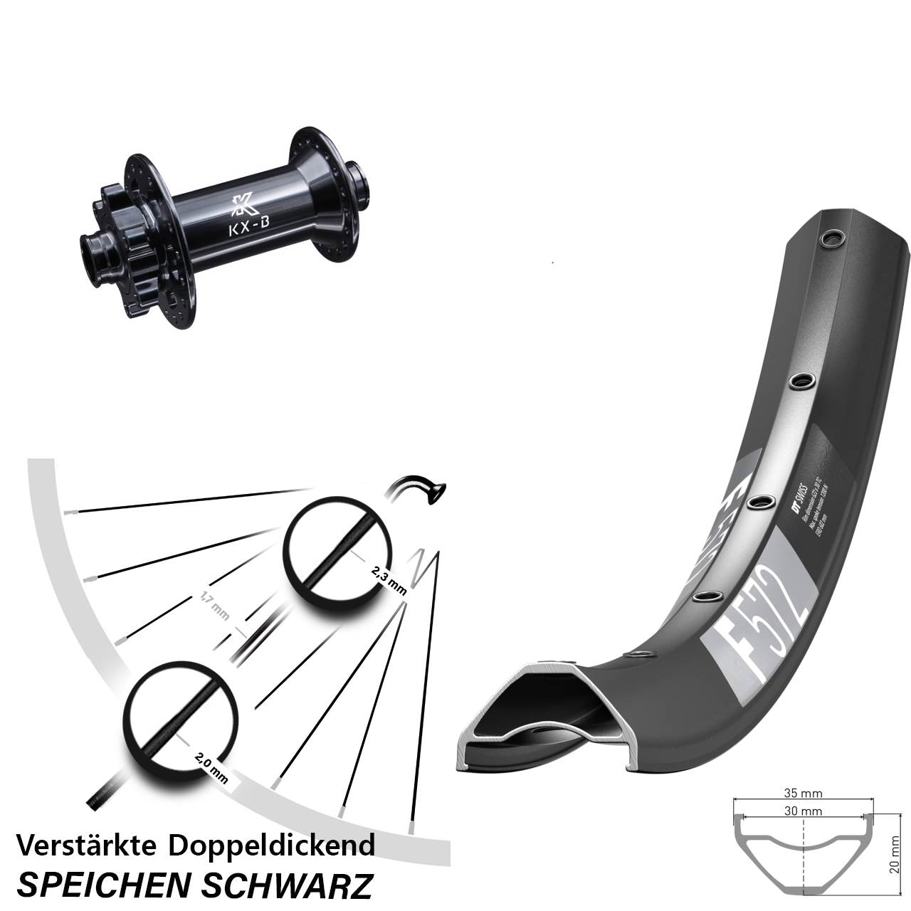 DT Swiss F572 KX-B 29 Zoll Disc Laufrad 15x110 Boost
