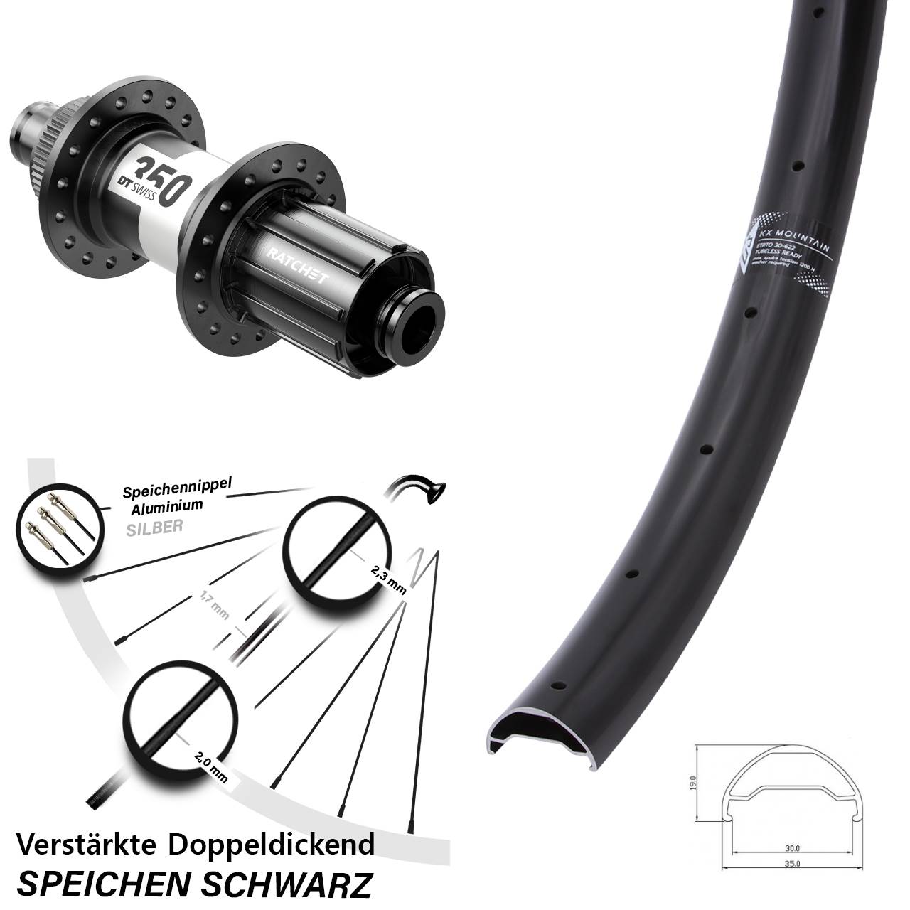 Disc Hinterrad 29 Zoll KX Mountain TR DT Swiss 350 8-11 fach HG 12x142
