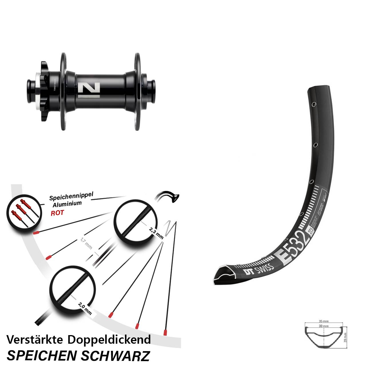 Disc Vorderrad 27,5 Zoll DT Swiss E 532 Novatec D041SB 15x110 Boost