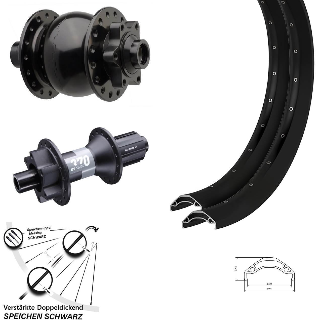 Disc Laufradsatz 29 Zoll Ryde Disc 35 DT Swiss 370 SON 28 8-11 fach HG 15x110 12x148