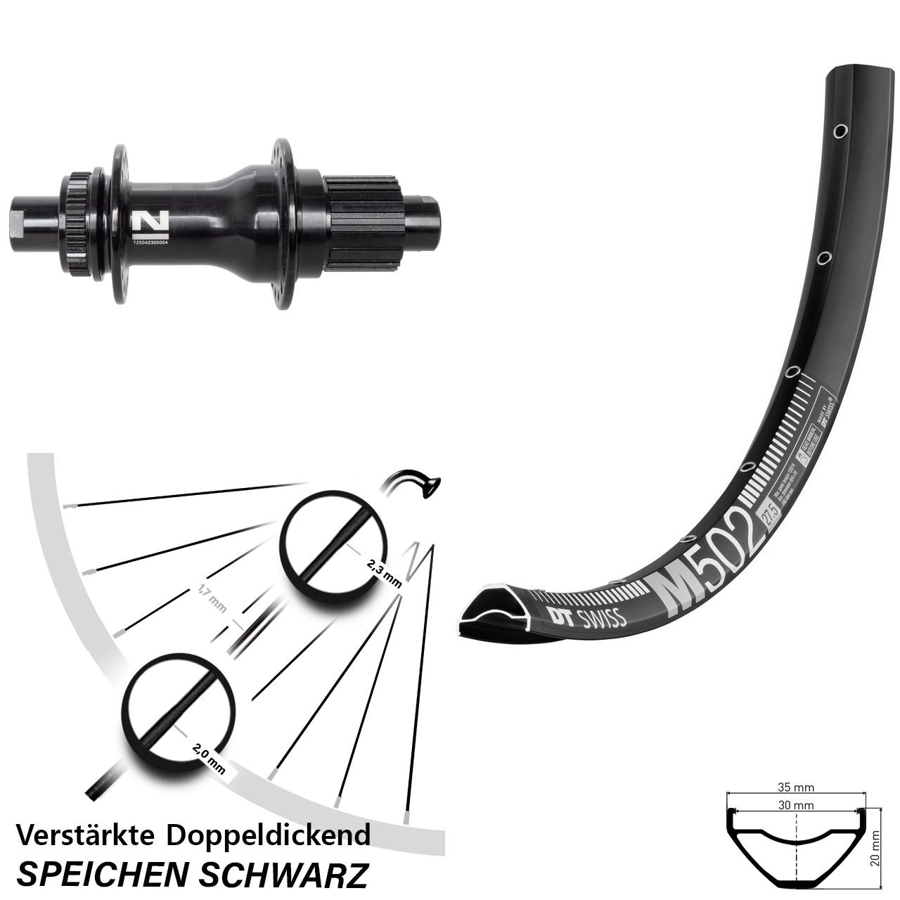 DT Swiss M 502 Novatec D792 29 Zoll Hinterrad Centerlock 12x142 Micro Spline