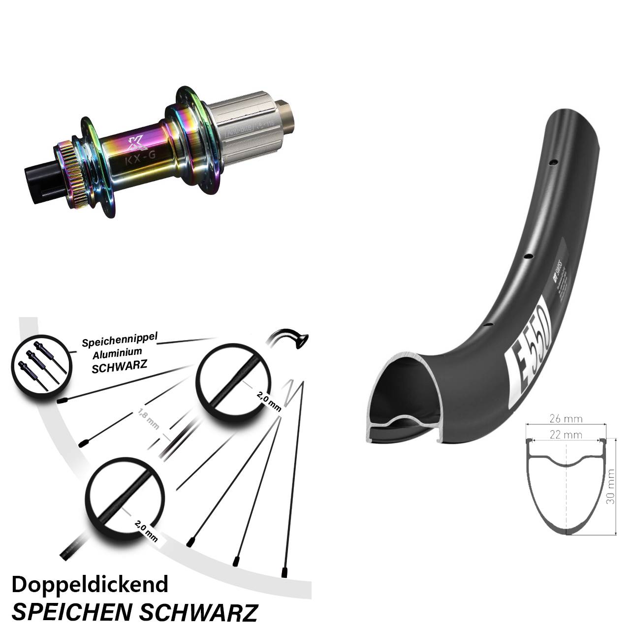 28 Zoll Hinterrad DT Swiss E 550 KX-G 8-12 fach 12x142