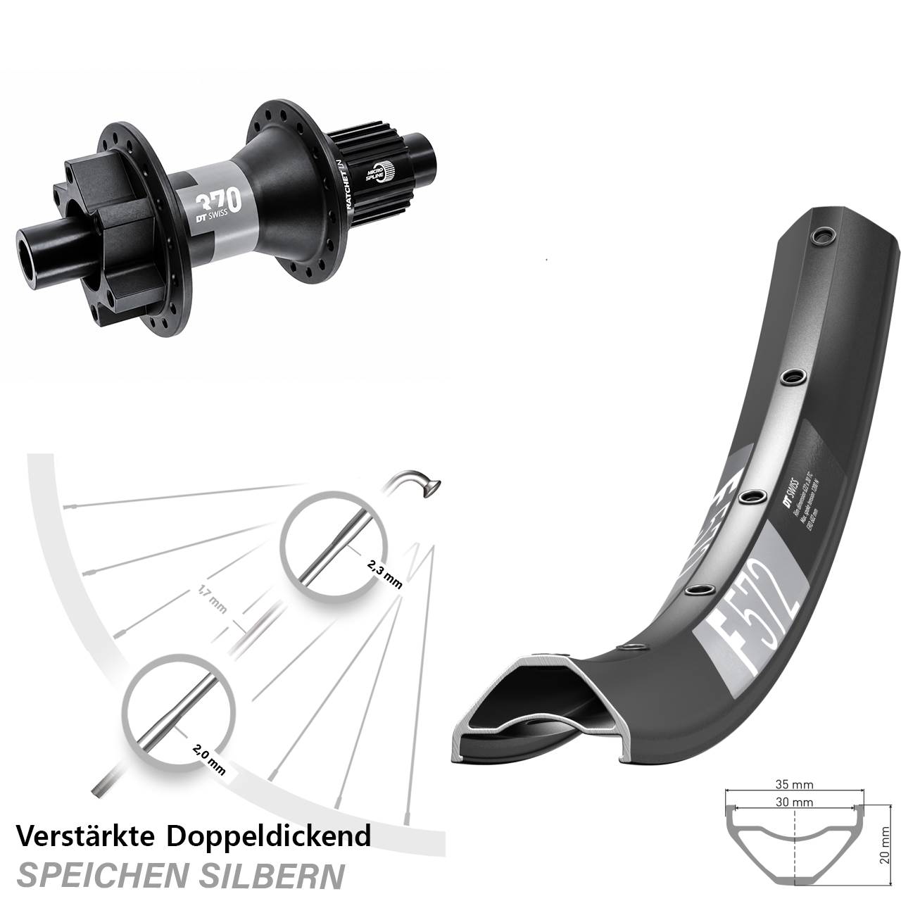 DT Swiss F572-370 29 Zoll Disc Laufrad 12x142 Shimano Micro Spline