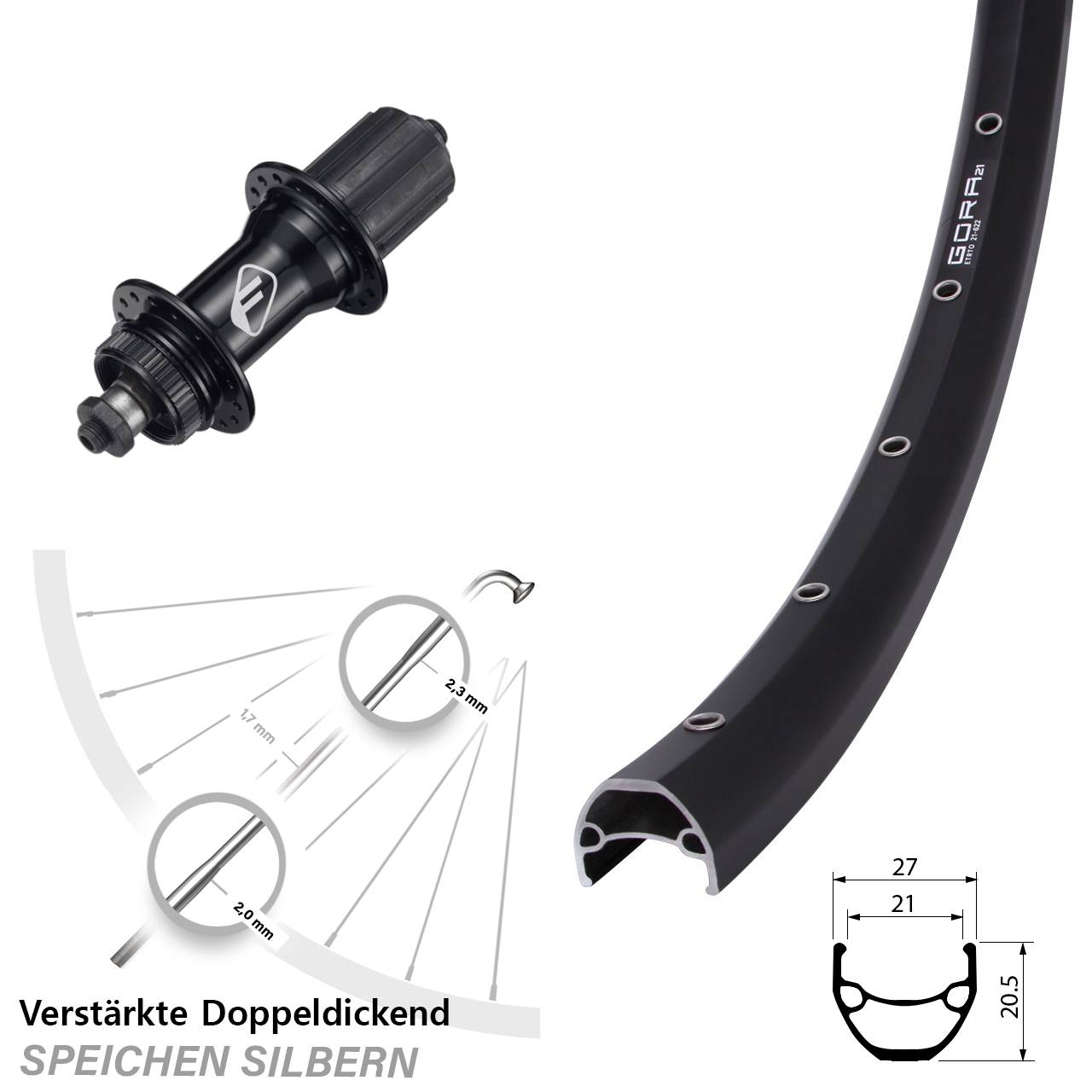 28-29 Zoll Gora 21 Formula CL-52 Disc Laufrad für Schnellspanner 8-11 fach HG