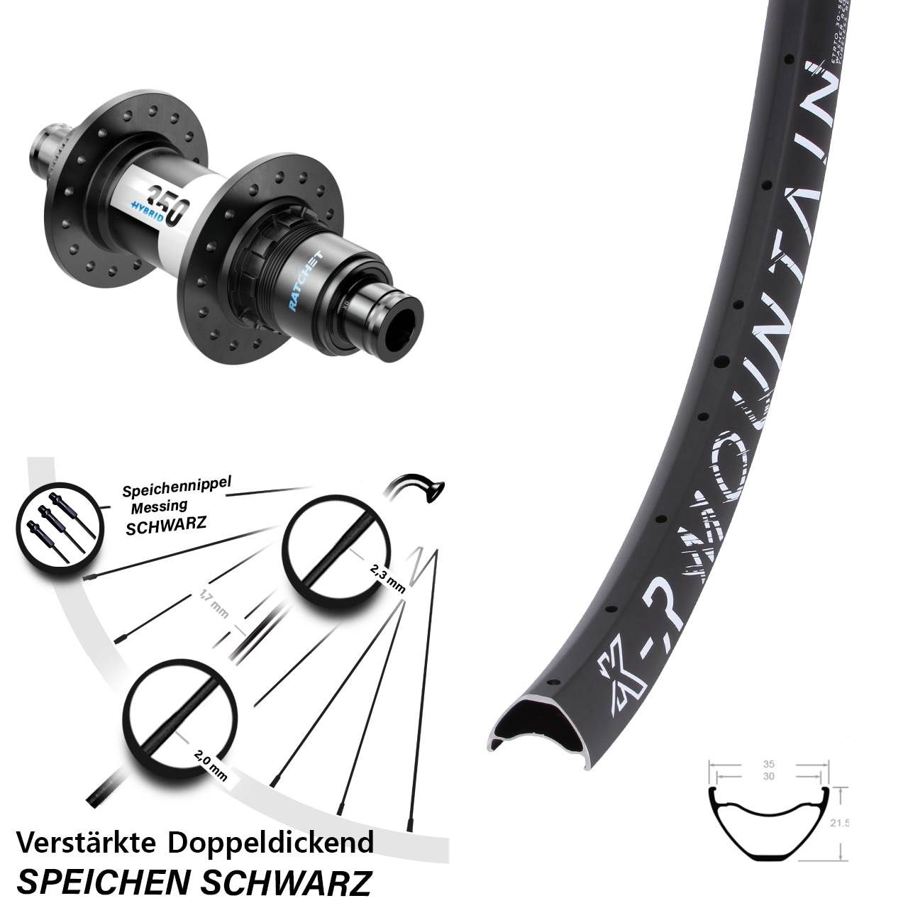 KX-R Mountain DT Swiss 350 Hybrid 27,5 Zoll Hinterrad Centerlock 12x148 XD 11-12 fach