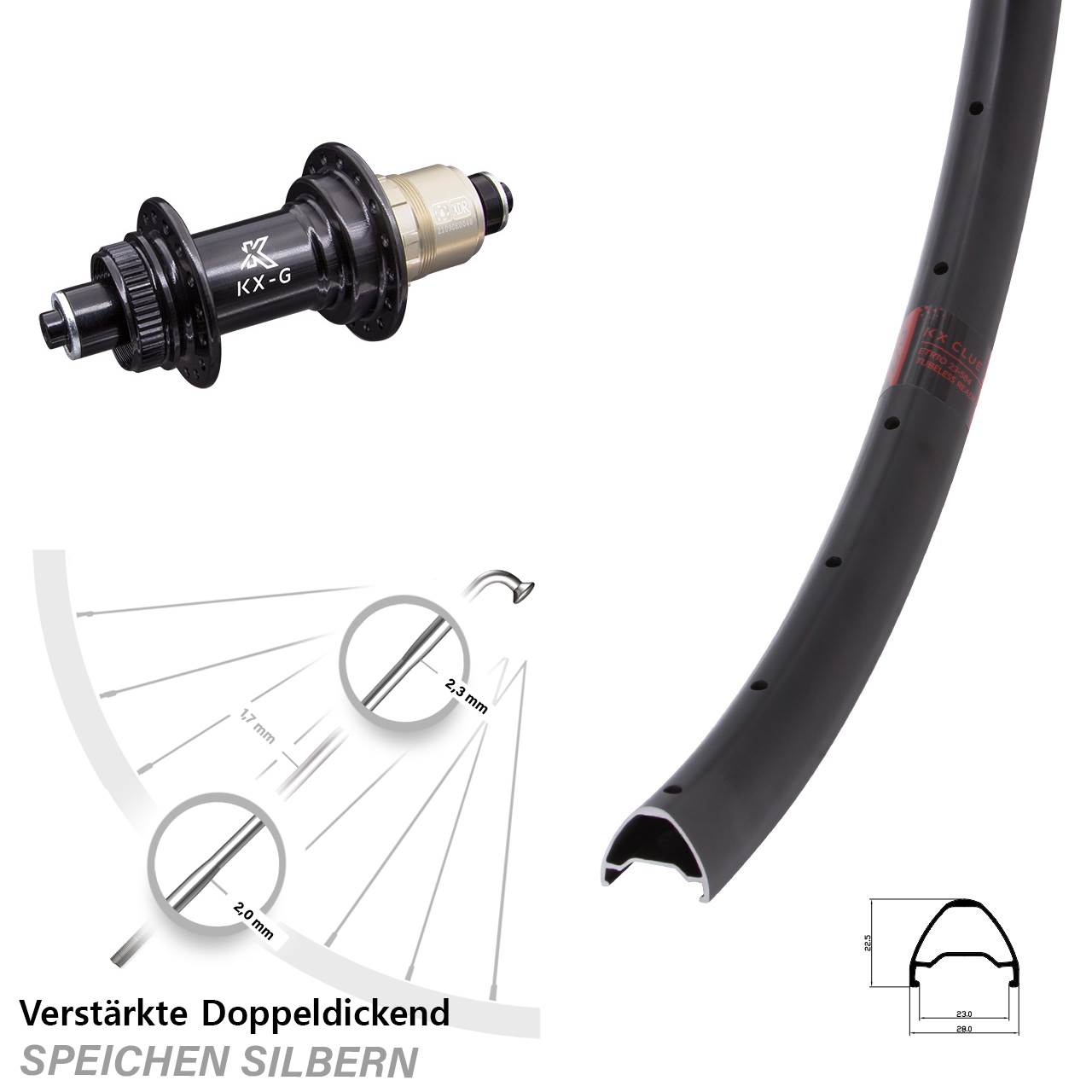 Centerlock Hinterrad 28 Zoll KX-G Clue XDR 11-12 fachQR