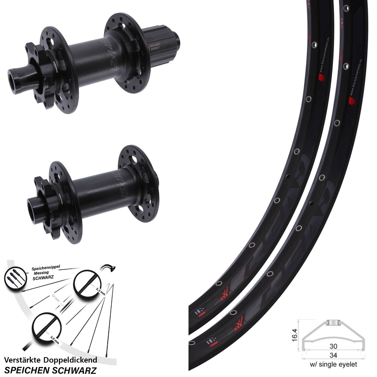 Rodi Ready 30 Bear Pawls 27,5 Zoll Disc Laufrad-Satz 15x110 12x148 Boost 8-11 fach HG