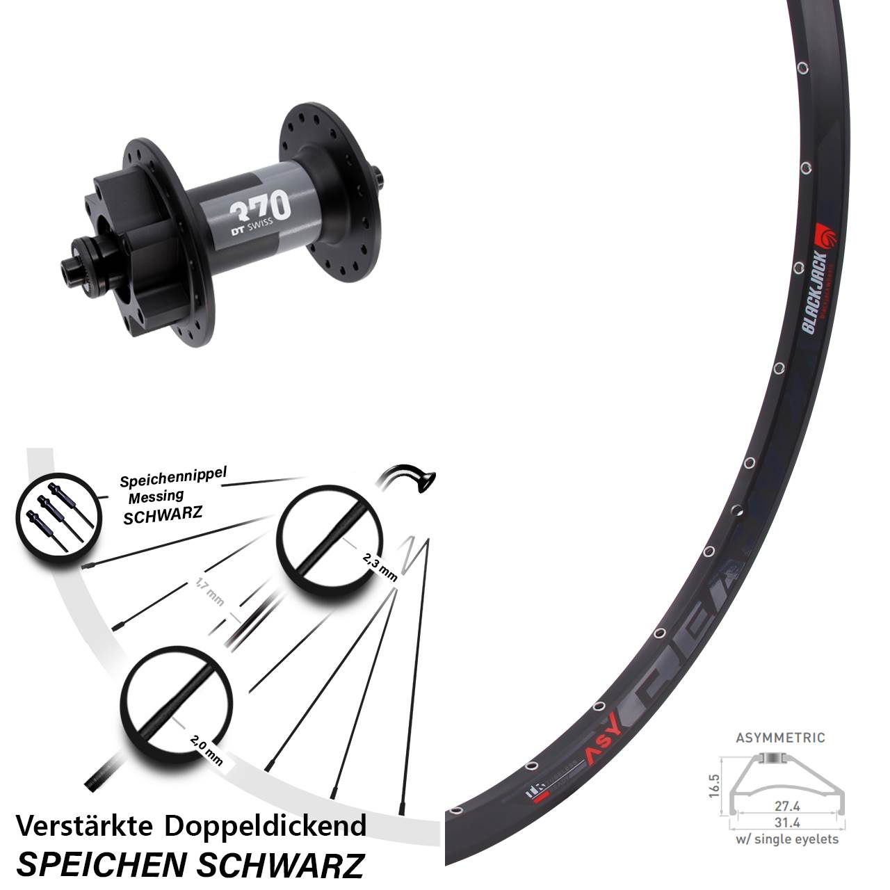 Vorderrad 6-Loch QR 27,5 Zoll Rodi Ready 27 DT Swiss 370