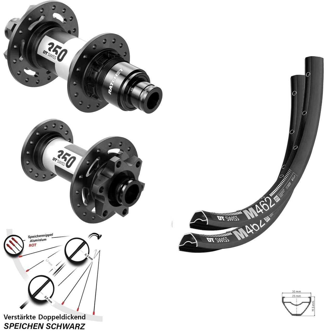 Disc Laufradsatz 27,5 Zoll DT Swiss M462-350 XD 15x110 12x148 Boost
