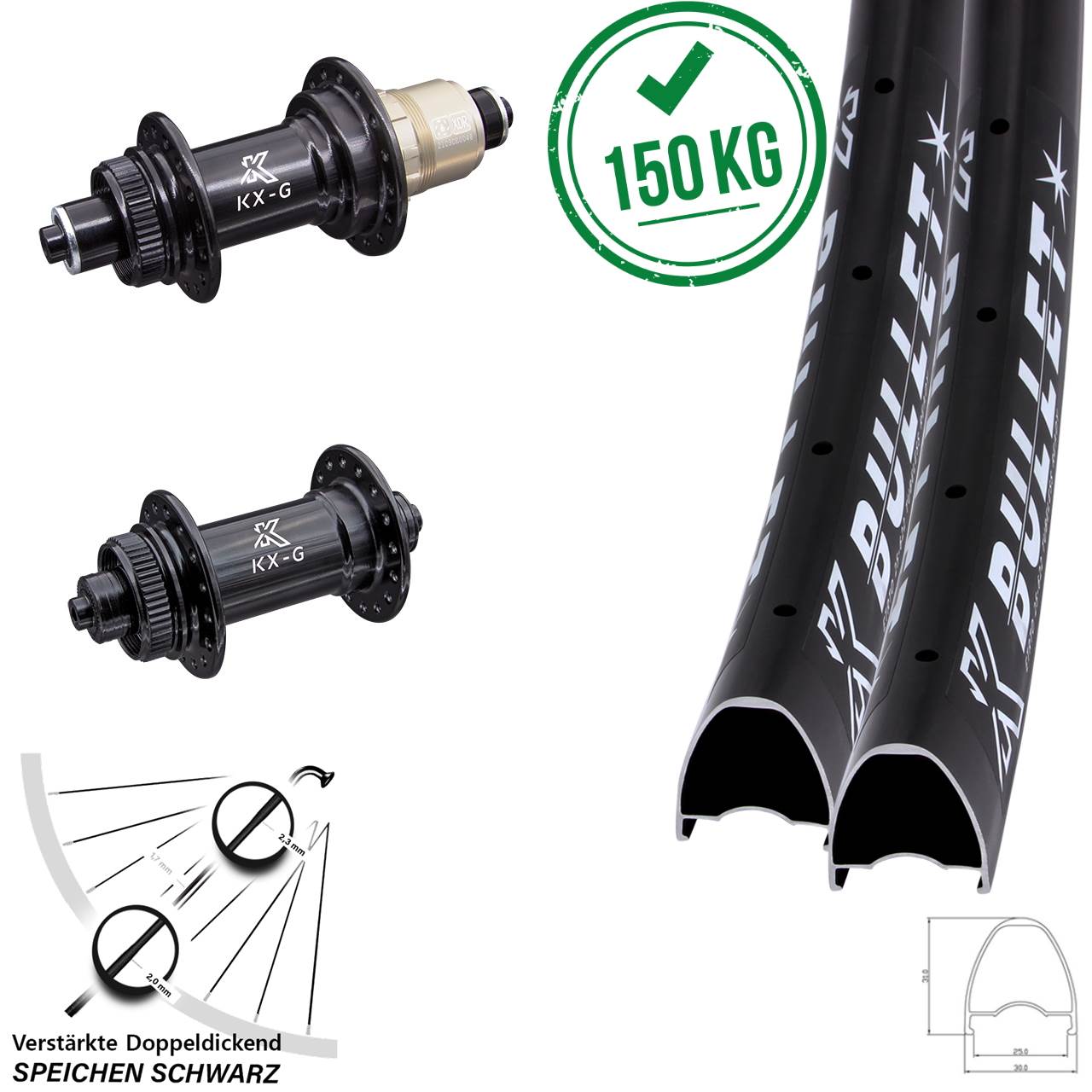 Disc Laufrad-Satz 29 Zoll KX-G Bullet XDR 11-12 fach für Schnellspanner