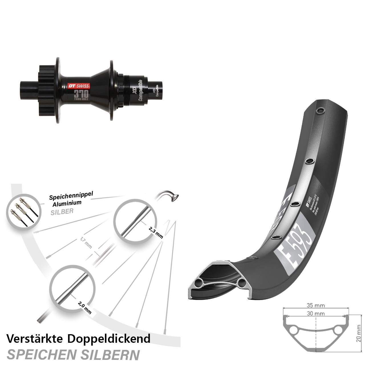 Disc Hinterrad 12x142 29 Zoll DT Swiss E593-370 SRAM XD