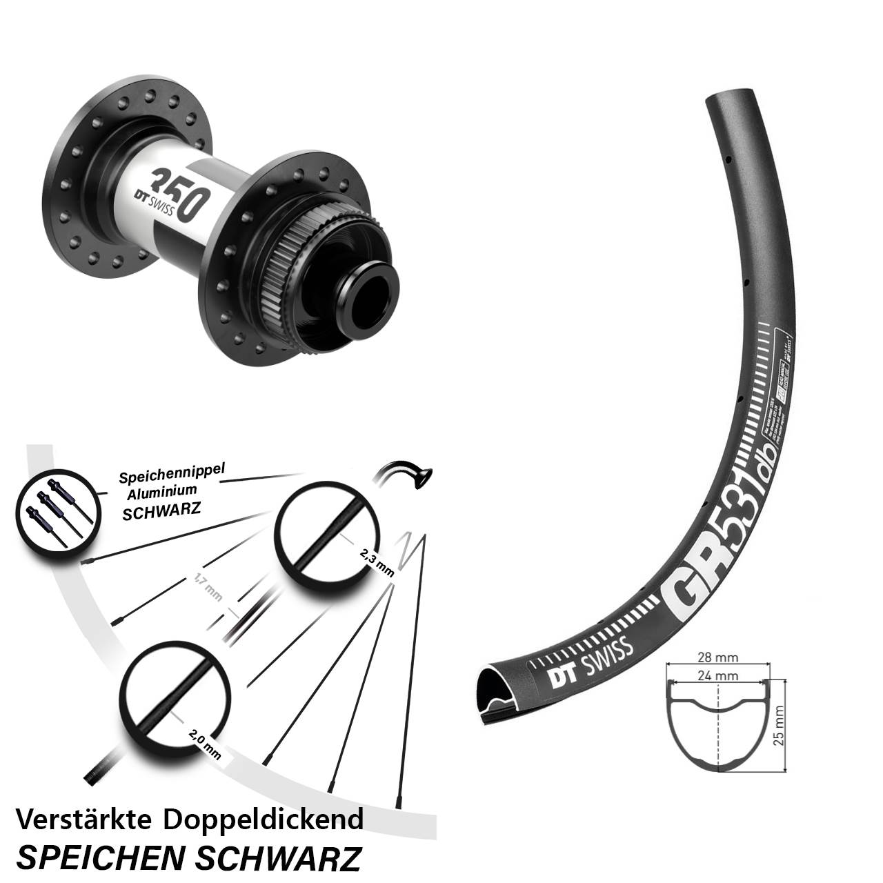 Vorderrad Centerlock 28-29 Zoll DT Swiss GR531 DT Swiss 350 12x100