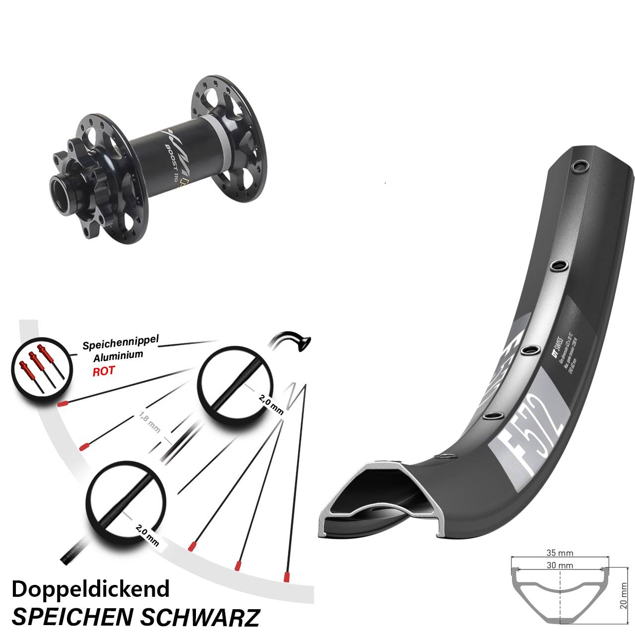 Disc Vorderrad 650B DT Swiss F572 Miche XMH 550 15x110 Boost