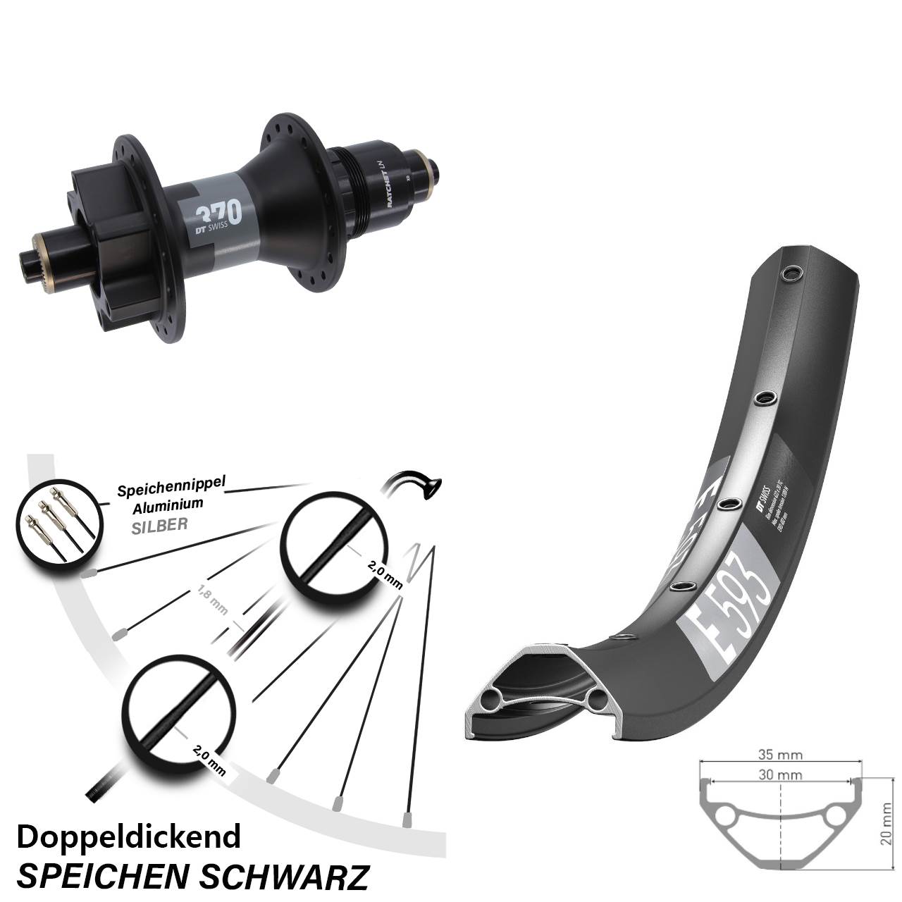Disc Laufrad QR 29 Zoll DT Swiss E593-370 XD