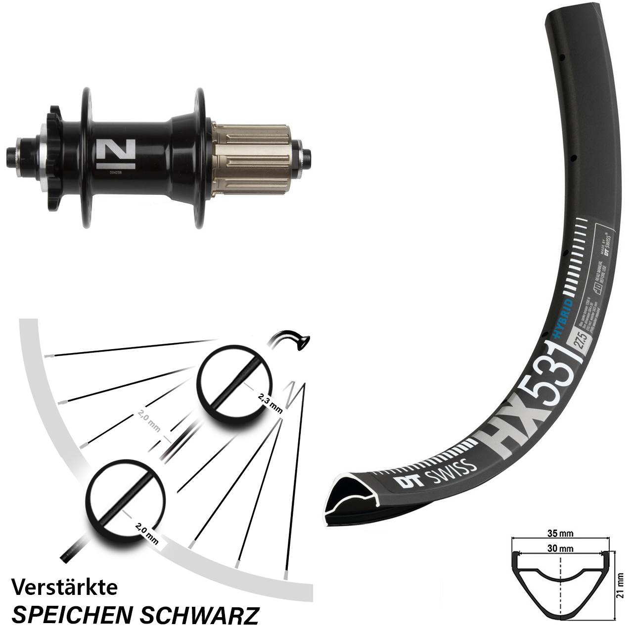 Hinterrad 6-Loch QR 29 Zoll DT Swiss HX531 Novatec D-042SB 8-11 fach