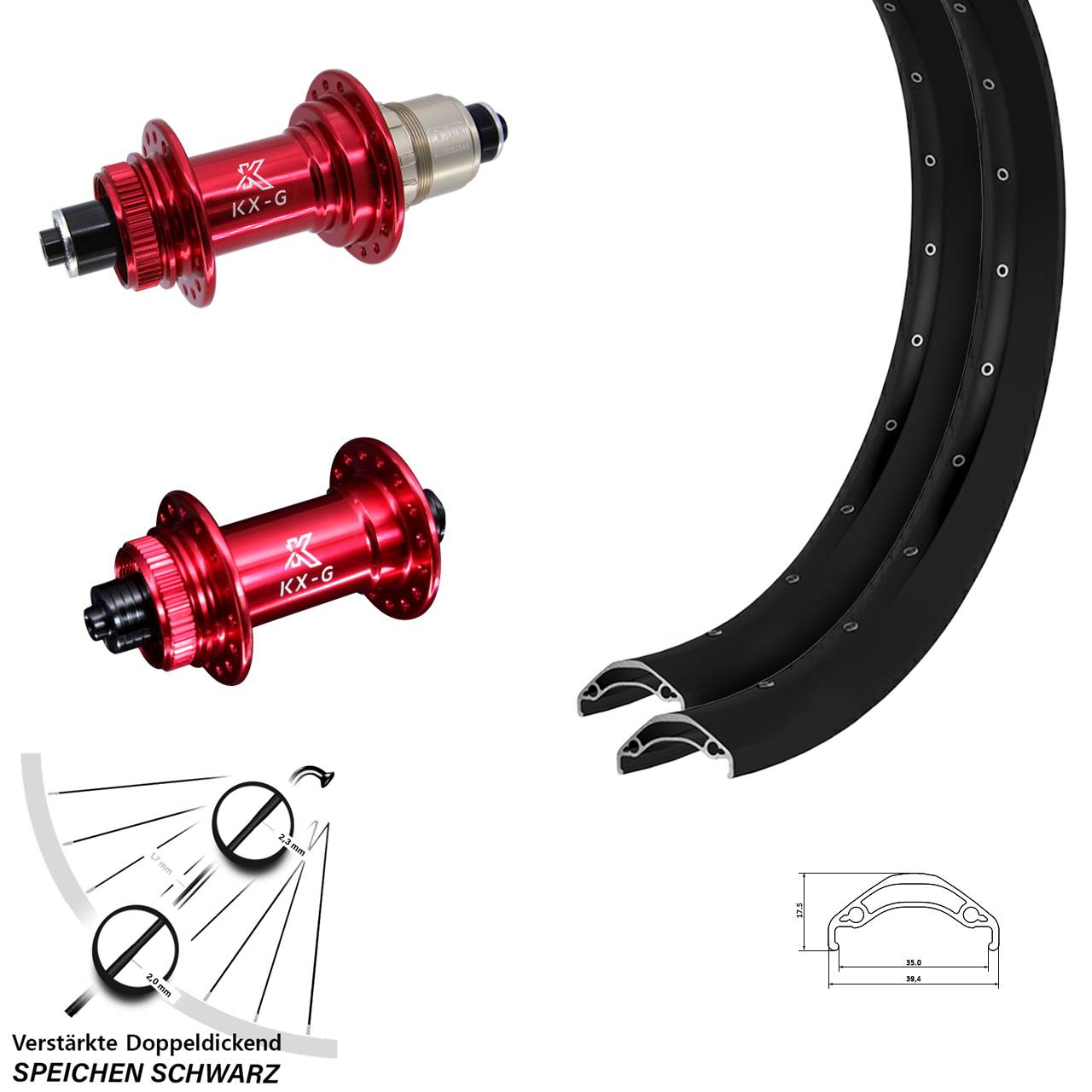 Ryde Disc 35 KX-G rot 29 Zoll Disc Laufrad-Satz QR XDR 11-12 fach