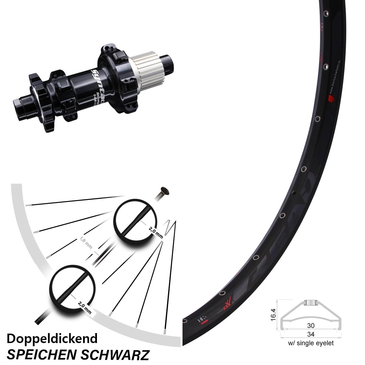 Syntace Boost Straightpull Rodi Ready 30 Hinterrad 27,5 Zoll für 6-Loch 12-fach