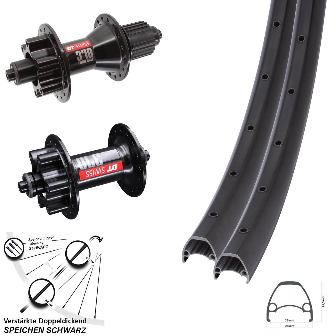 Ambrosio Sport DT Swiss 370 Hybrid 29 Zoll Disc Laufradsatz QR Micro Spline