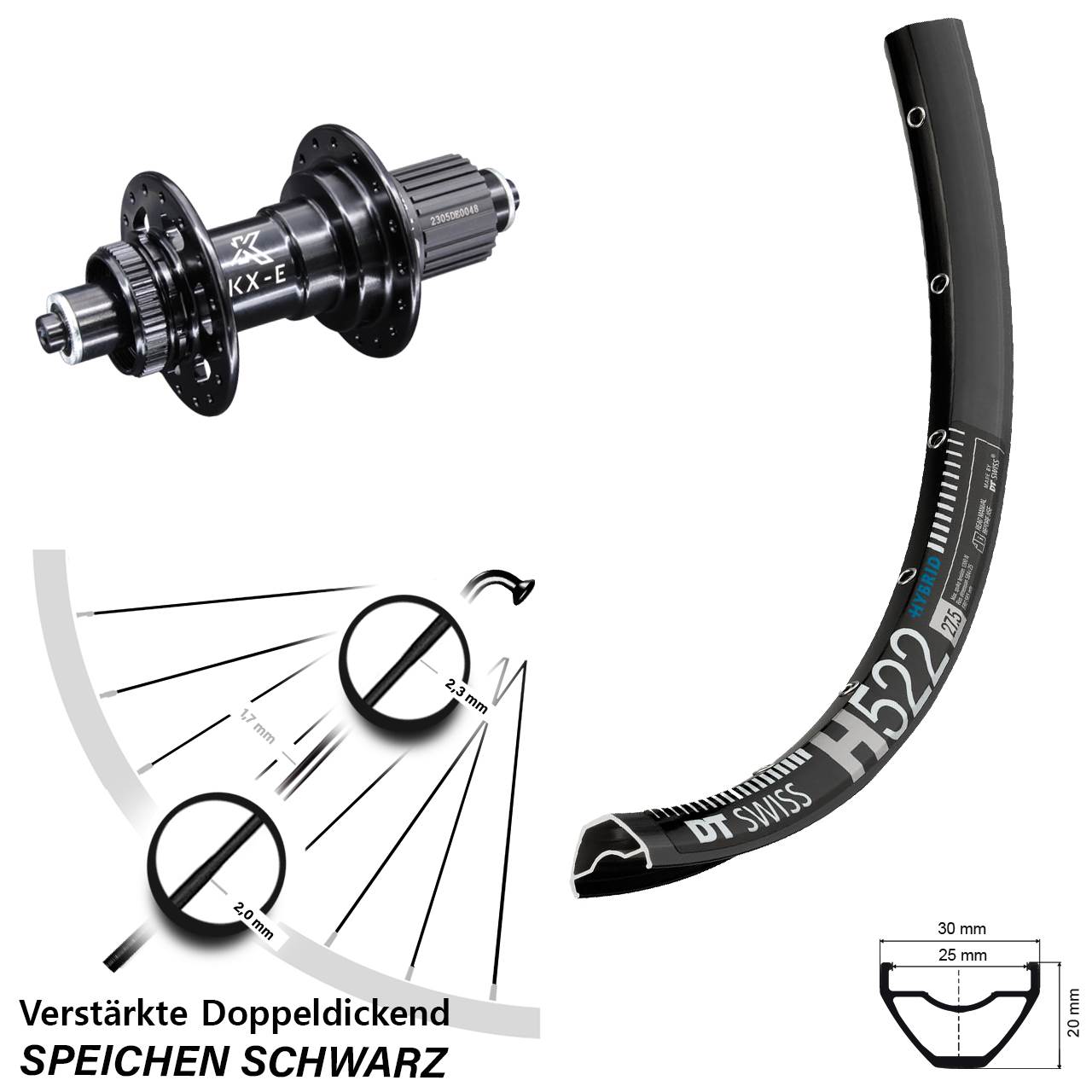 Hinterrad KX-E 8-11 fach DT Swiss H522 29 Zoll Centerlock für Schnellspanner