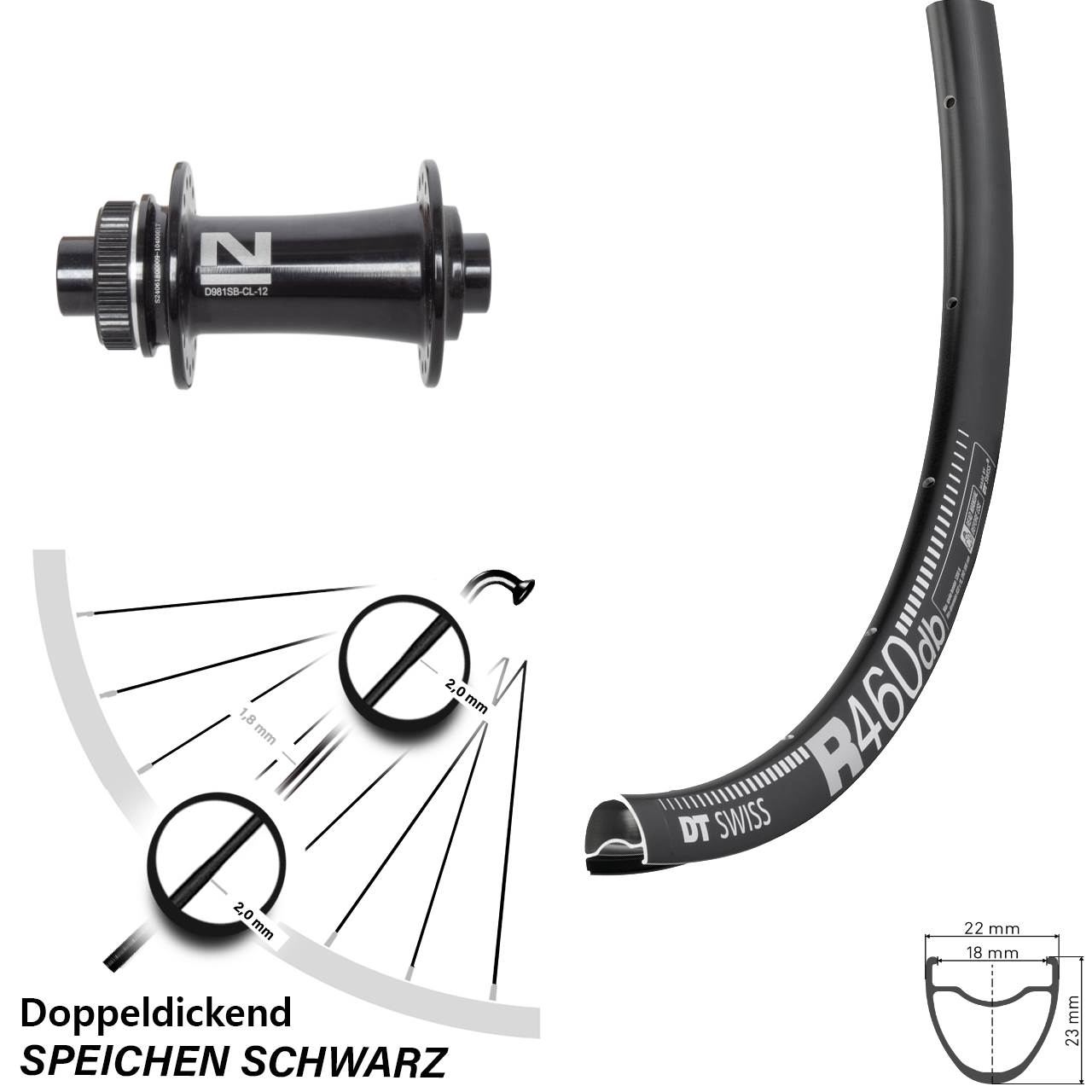 DT Swiss R 460 Novatec D981 28 Zoll Disc Vorderrad 12x100