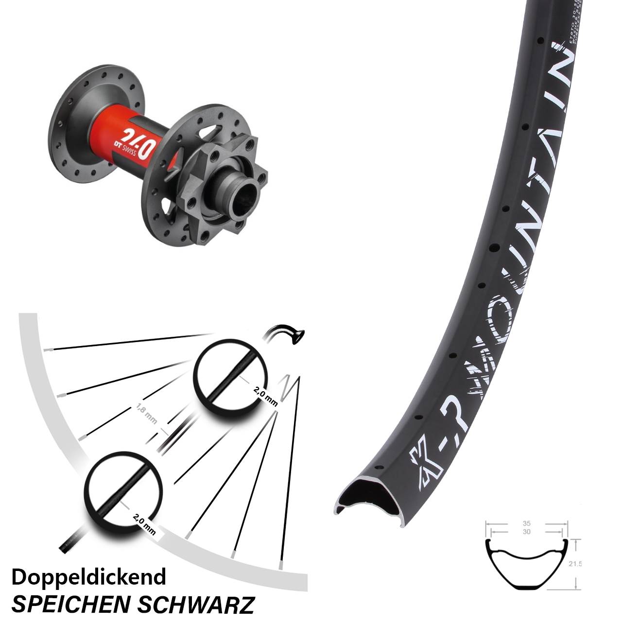 Disc Vorderrad 27,5 Zoll KX-R Mountain DT Swiss 240 15x110 Boost