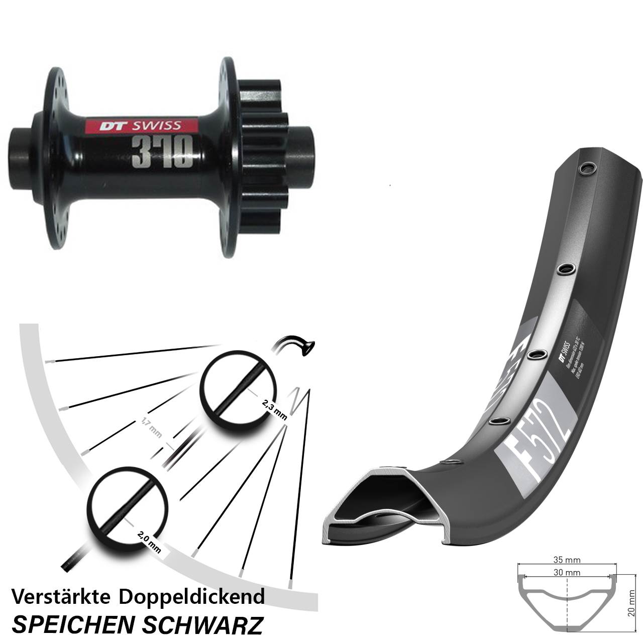 650B DT Swiss F 572-370 6-Loch Vorderrad 15x100