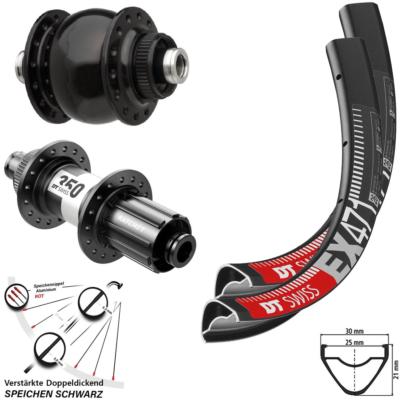 26 Zoll DT Swiss EX471 SON 28 350 HG Centerlock Laufradsatz 12x100/142