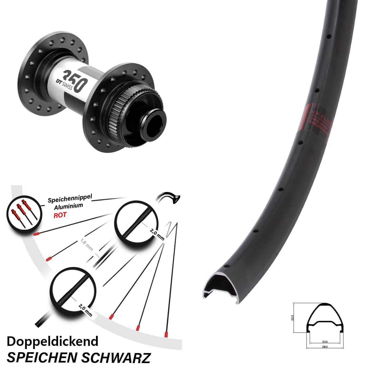 Laufrad 27,5 Zoll KX Clue DT Swiss 350 12x100 Centerlock