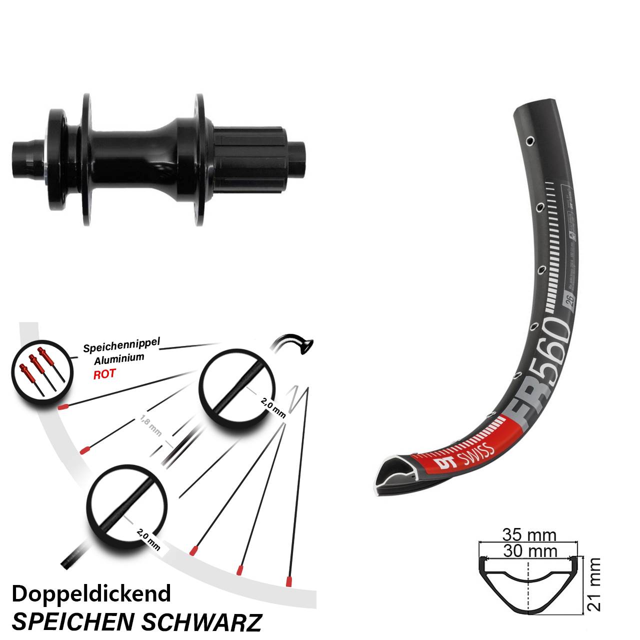 DT Swiss FR 560 Fastace DA210 26 Zoll Disc Laufrad 12x148 8-12 fach HG