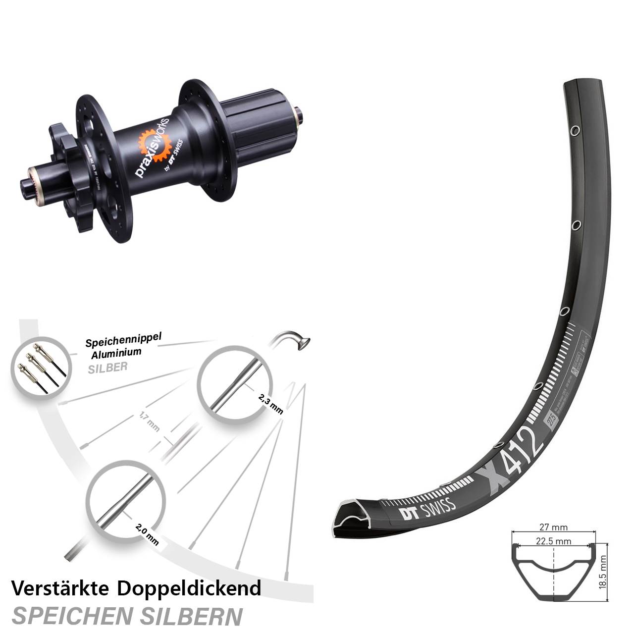 Disc Laufrad QR 29 Zoll DT Swiss X 412-350 6-Loch 5x135 HG 8-11 fach