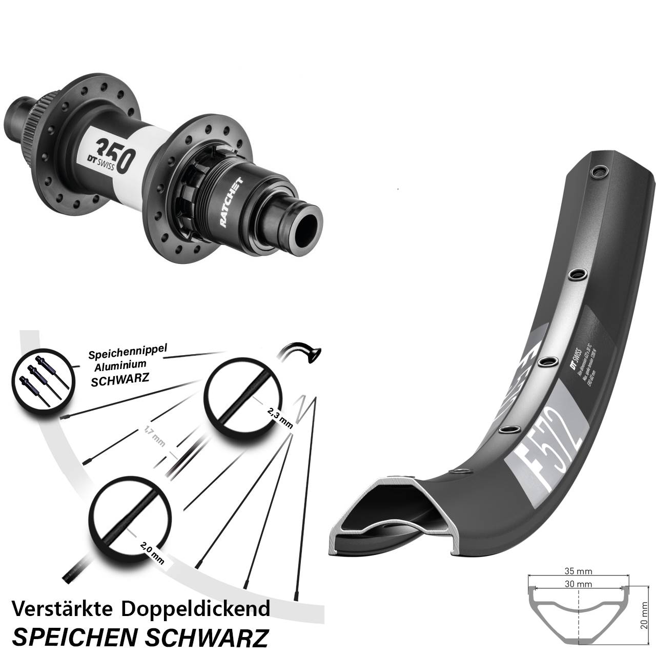 DT Swiss F 572 350 SRAM XD Centerlock 29 Zoll Disc Laufrad 12x142 11-12 fach