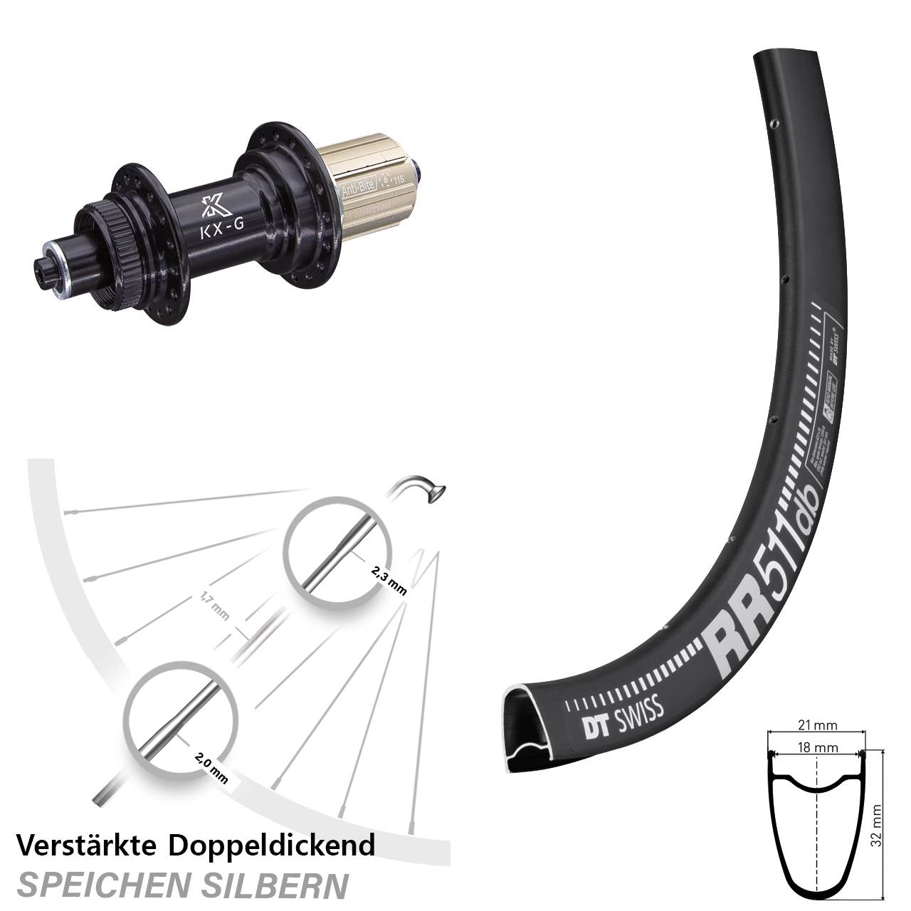 Disc Laufrad 28 Zoll DT Swiss RR 511 KX-G 8-12 fach QR