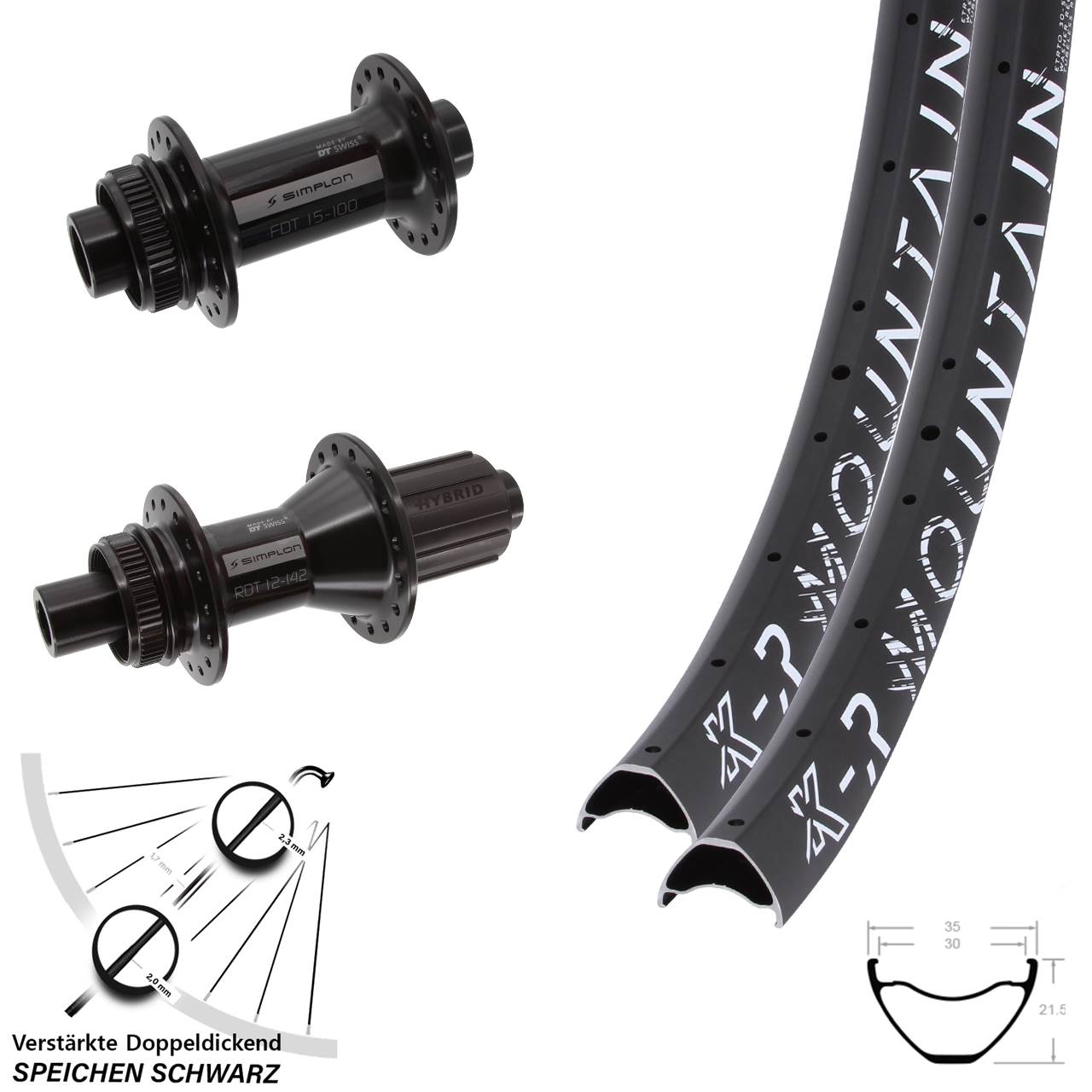 KX-R Mountain DT Swiss 370 Hybrid 29 Zoll Disc Laufradsatz 15x100 12x142 8-11 fach