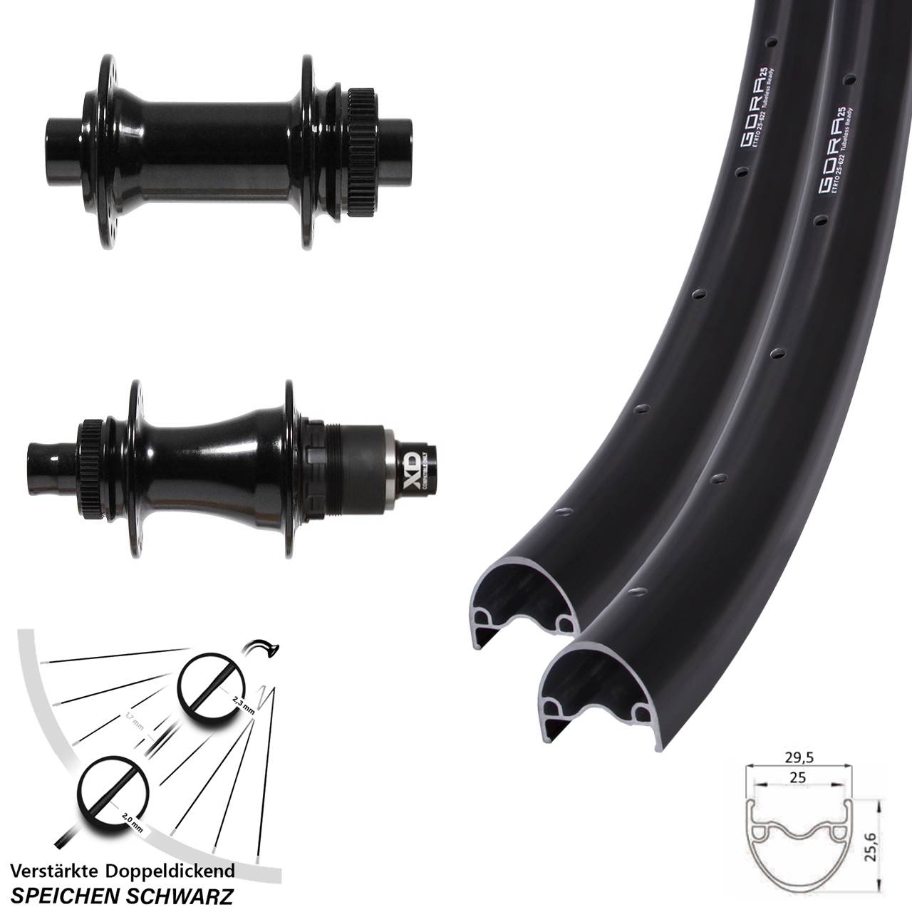 Gora 25 Formula CL142S Formula CL-712 29 Zoll Laufradsatz Centerlock 12x100/142 SRAM XD