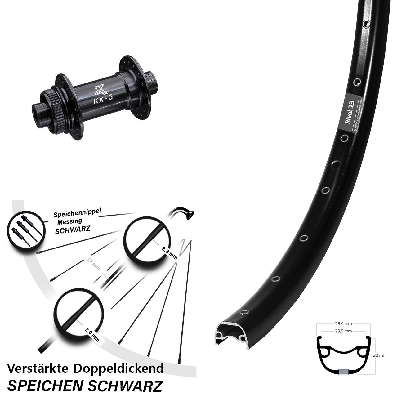 Ryde Rival 23 KX-G 650B Disc Laufrad 12x100