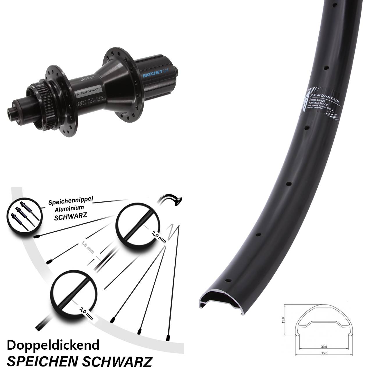 KX Mountain DT Swiss 370 Hybrid 29 Zoll Disc Laufrad für Schnellspanner 8-11 fach