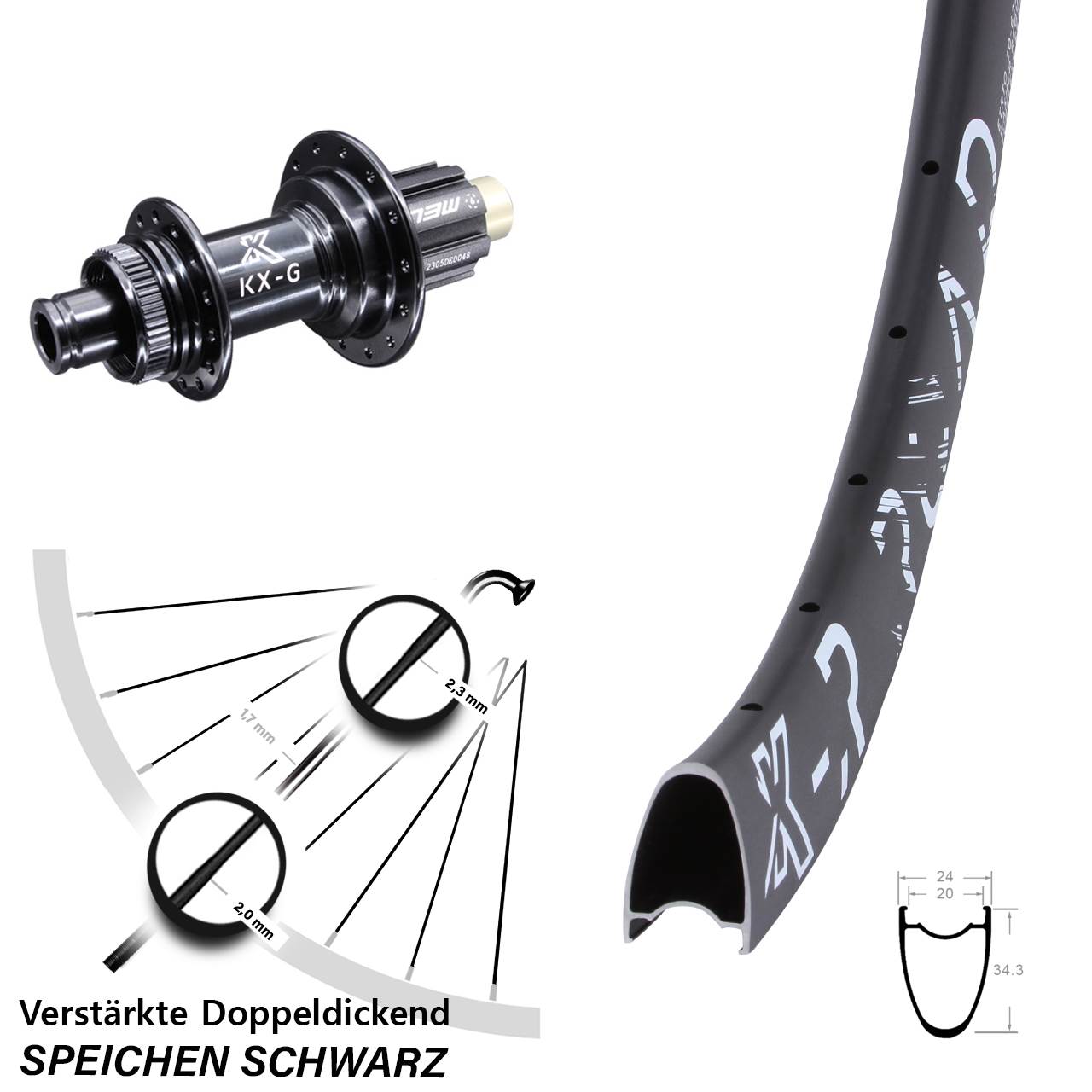 28-29 Zoll KX-R Road verstärkt Hinterrad Centerlock 12x142 Campa N3W