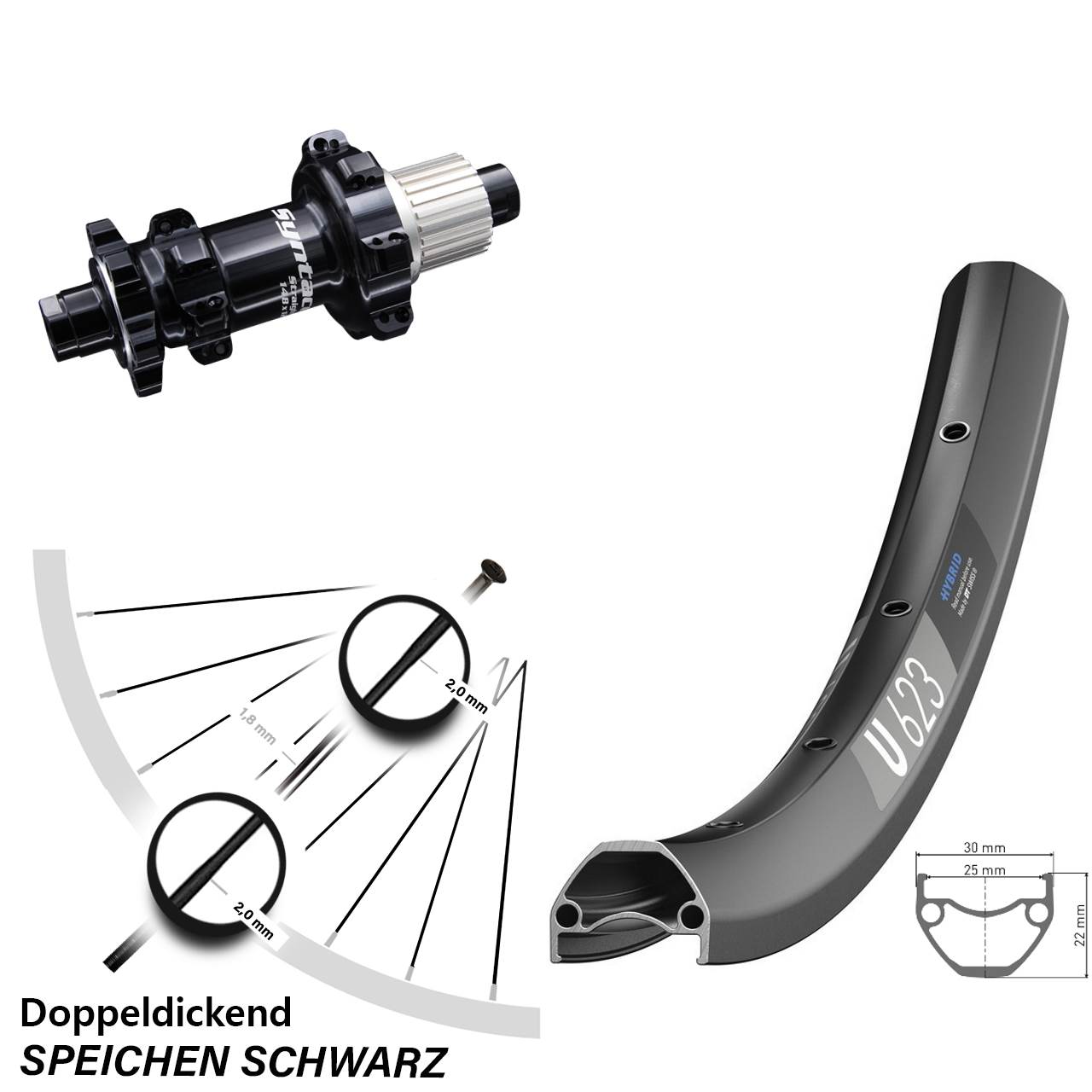 Hinterrad 29 Zoll DT Swiss U623 Syntace Boost 6-Loch Straightpull 12-fach Micro Spline