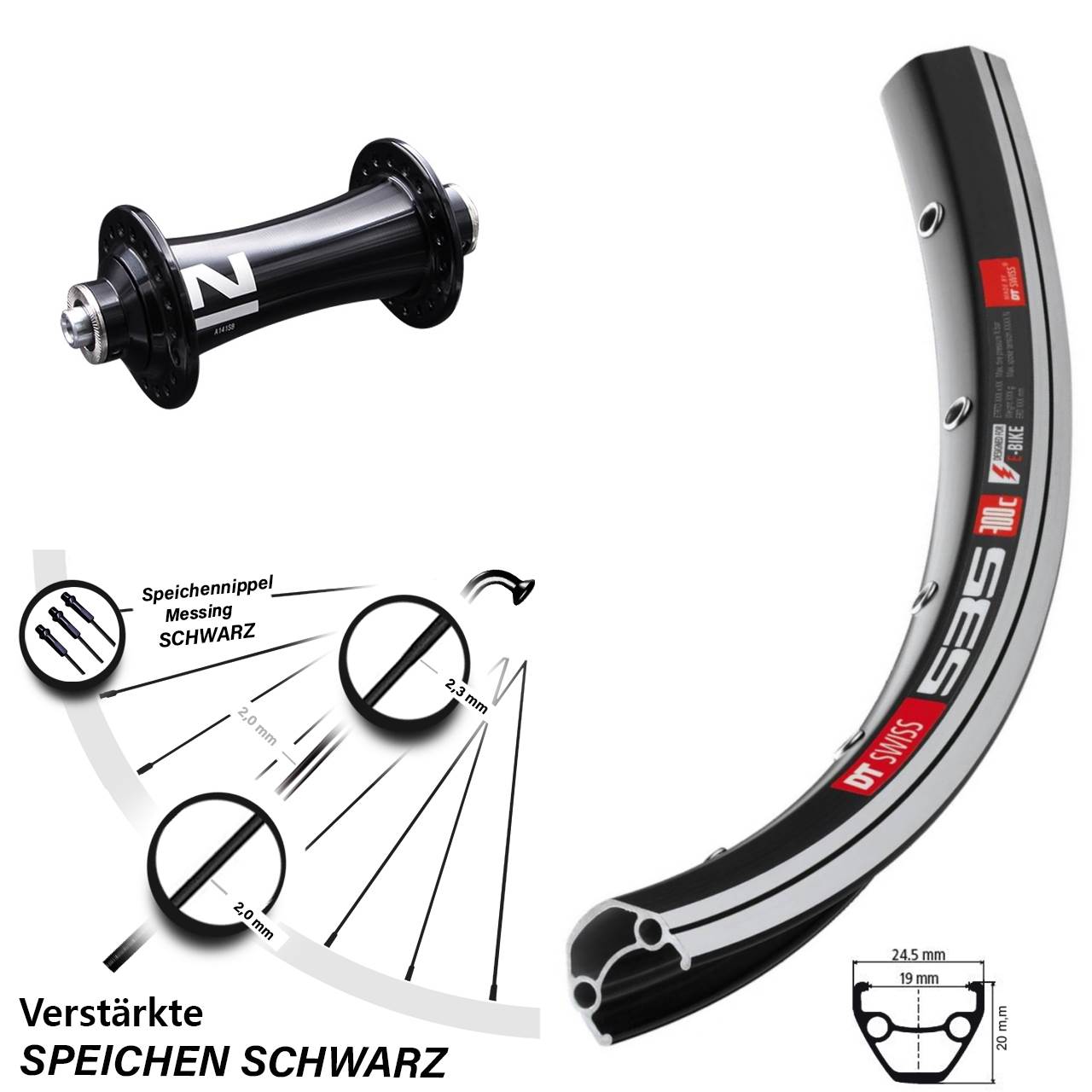 Vorderrad für Schnellspanner 26 Zoll DT Swiss 535 Novatec A141SB