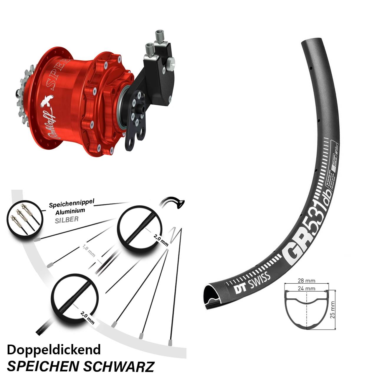 29 Zoll DT Swiss GR531 Rohloff CC DB Tandem rot
