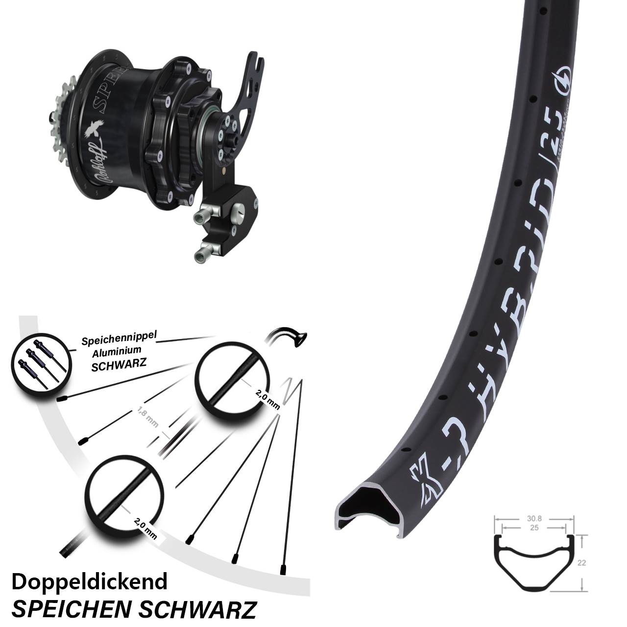Disc Hinterrrad 28 Zoll KX-R Hybrid 25 Rohloff Speedhub CC DB PM