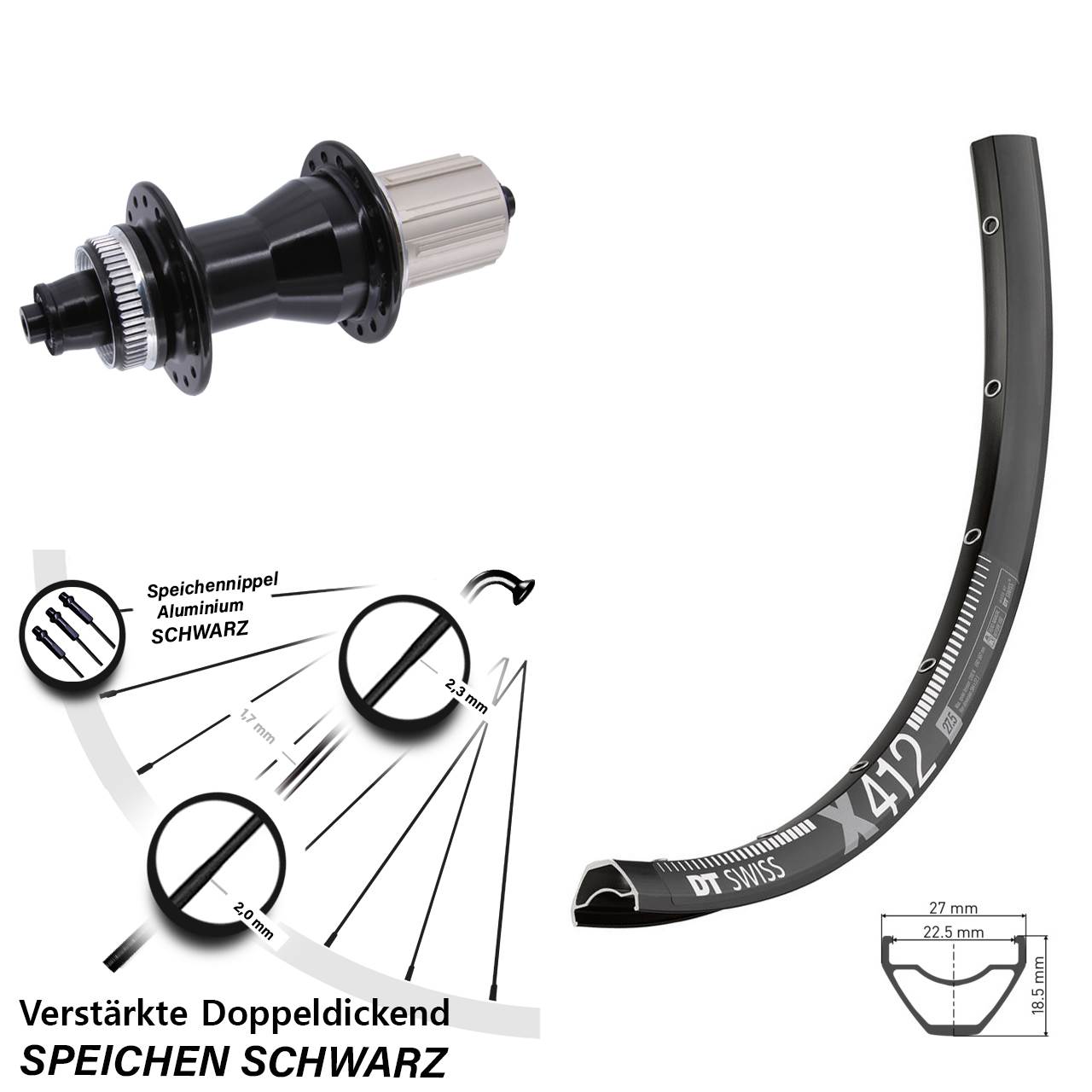 DT Swiss X412 Novatec CL-135 29 Zoll Disc Hinterrad für Schnellspanner 8-12 fach HG