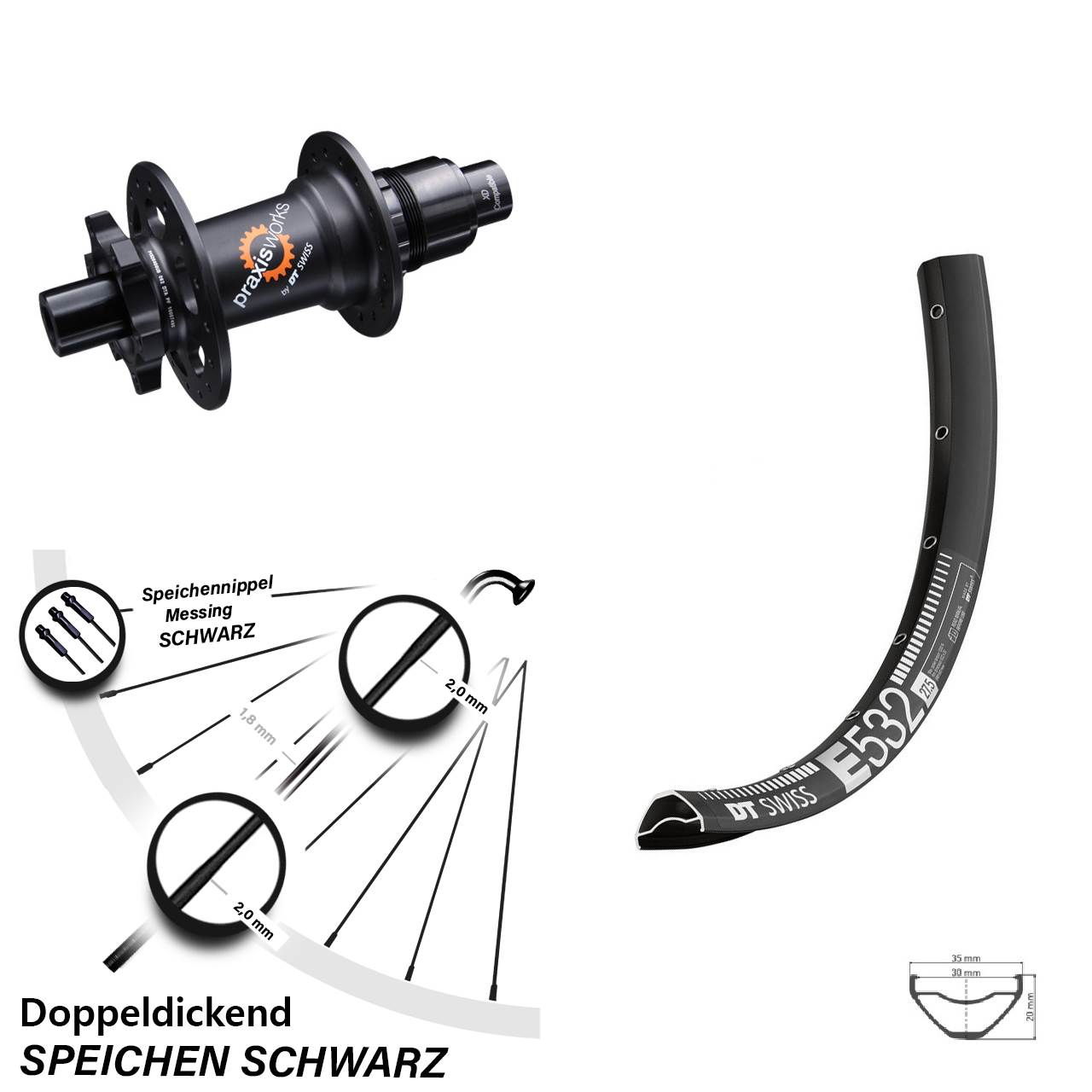 Disc Laufrad 12x142 27,5 Zoll DT Swiss E 532-350 XD