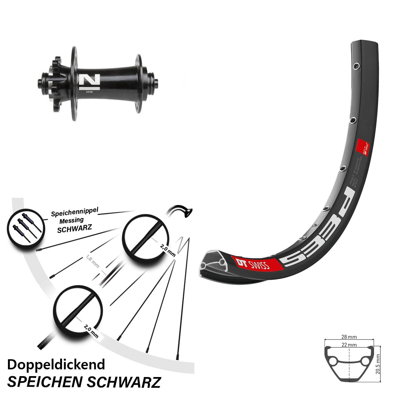 Disc Laufrad für Schnellspanner 26 Zoll DT Swiss 533 D Novatec D791SB