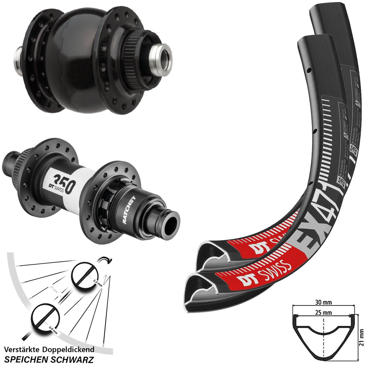 26 Zoll DT Swiss EX 471 350 SON 28 Disc Laufradsatz 12x100/142 SRAM XD
