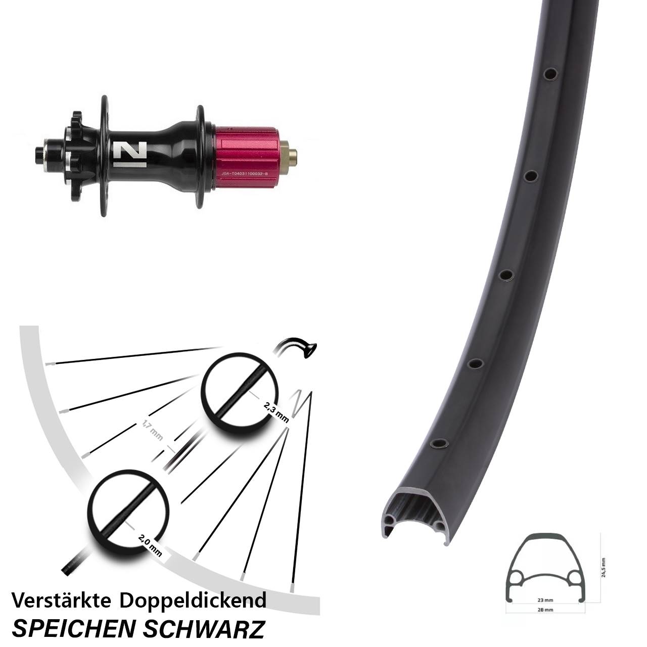 6-Loch Hinterrad für Schnellspanner 29 Zoll Ambrosio Sport Novatec D792 8-12 fach HG