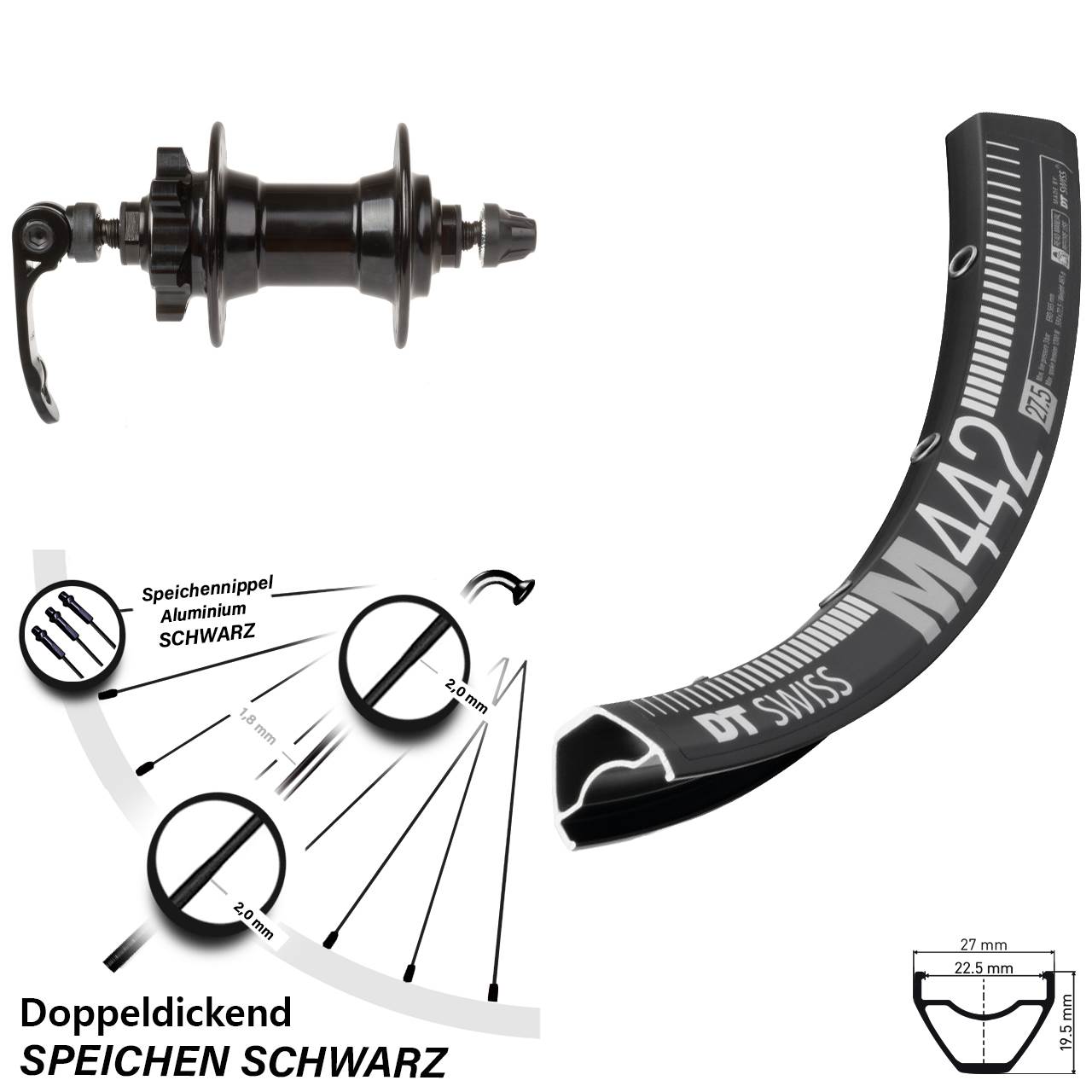 28 Zoll DT Swiss M442 Novatec Vorderrad 6-Loch für Schnellspanner