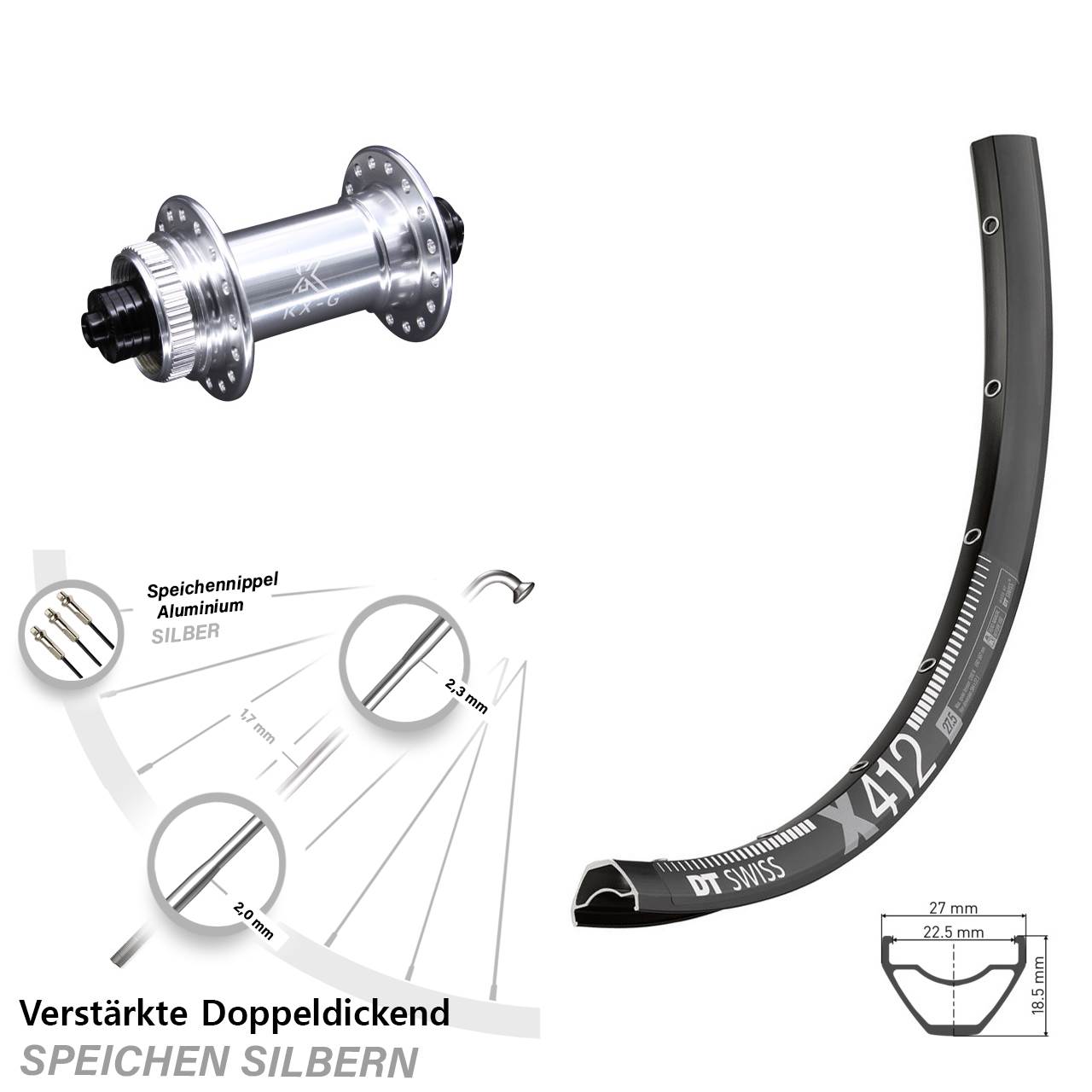 DT Swiss X412 KX-G Disc 29 Zoll Laufrad für Schnellspanner