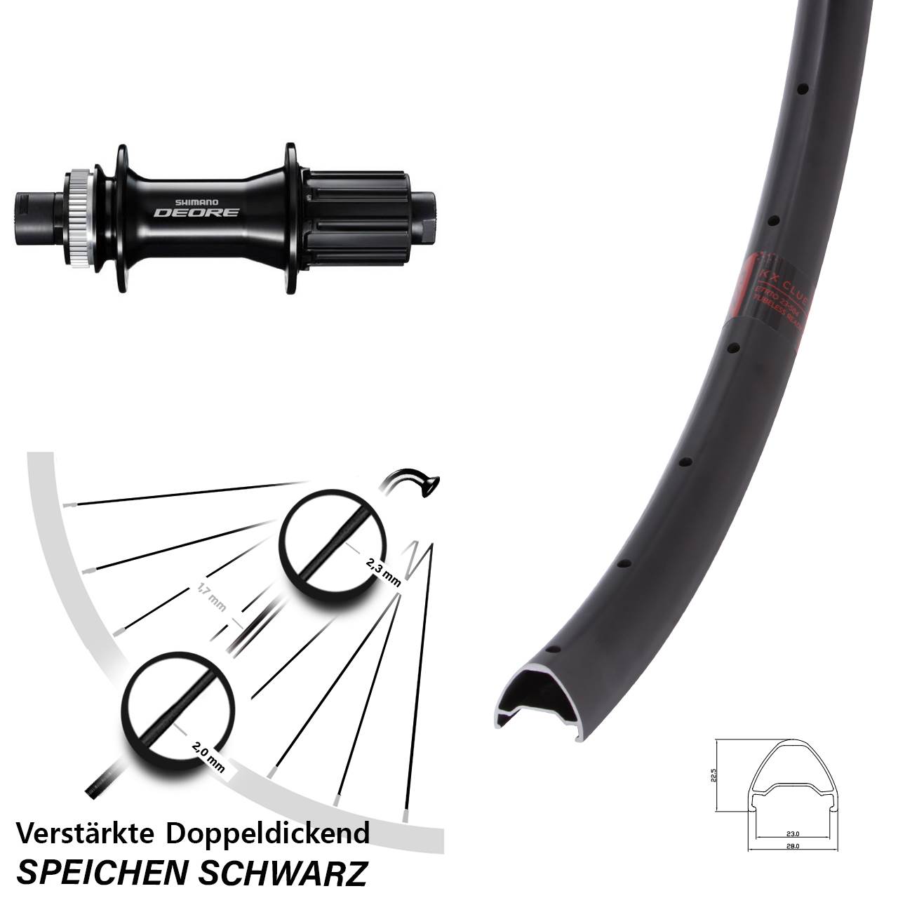 Disc Hinterrad 650B KX Clue Shimano Deore FH-M6010-B 8-11 fach HG 12x148